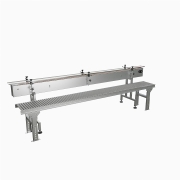 Globaltek Stainless Steel Raised Bed Sanitary Conveyor with Plastic Belt 4.5 Inches Wide
